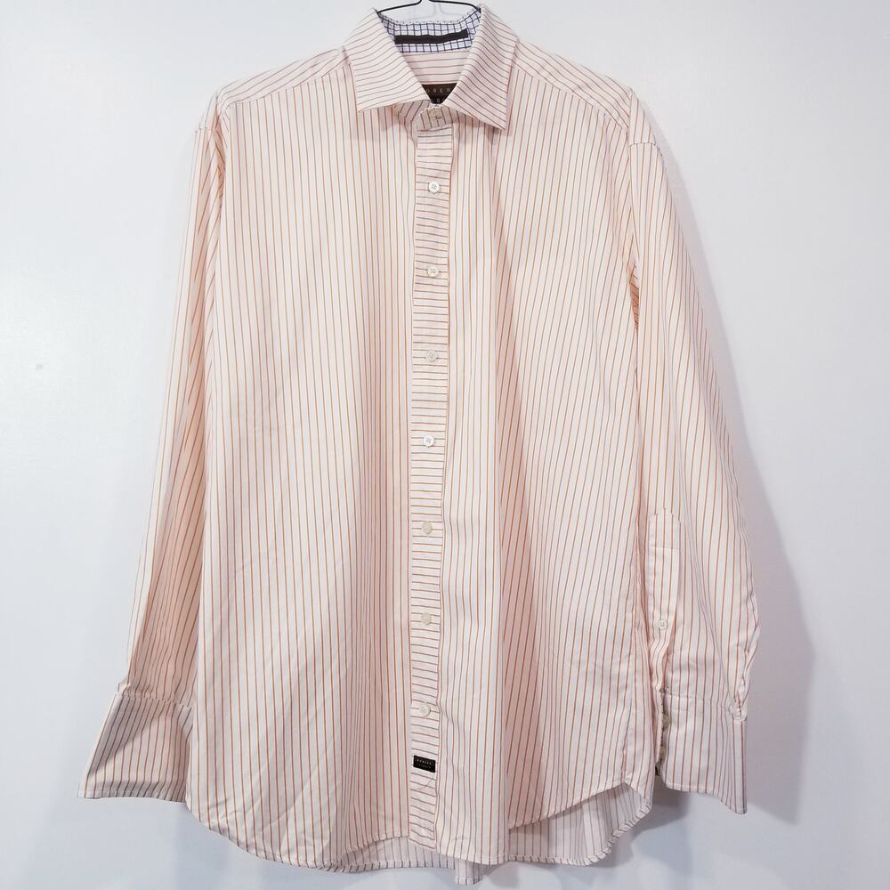 Robert Talbott 100% Cotton Striped Collared Long Sleeves Shirt Button Front
